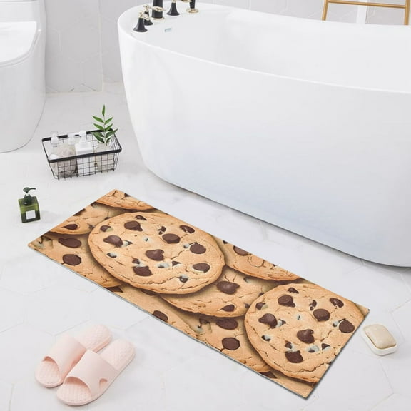 Bath Mat Soft Plush Non-Slip Absorbent Bathroom Rugs 39"x20" Chocolate Chip Cookies