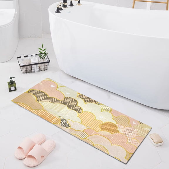Bath Mat Soft Plush Non-Slip Absorbent Bathroom Rugs 39"x20" Clouds with Textures