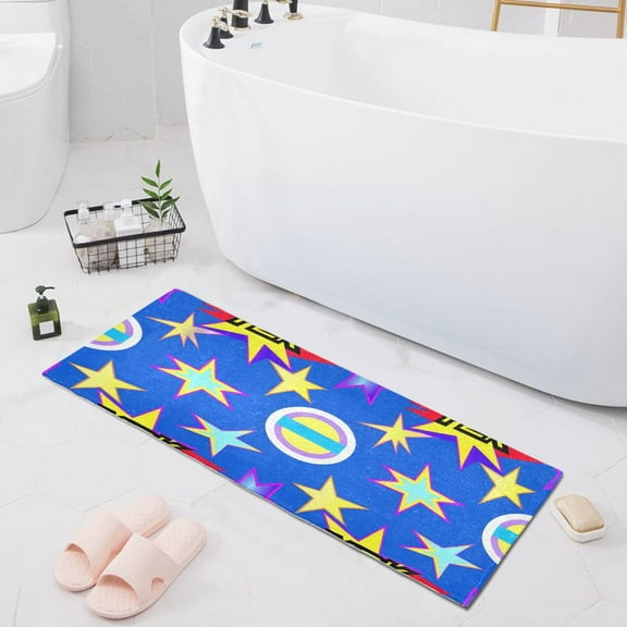 Bath Mat Soft Plush Non-Slip Absorbent Bathroom Rugs 39"x20" Colorful Star
