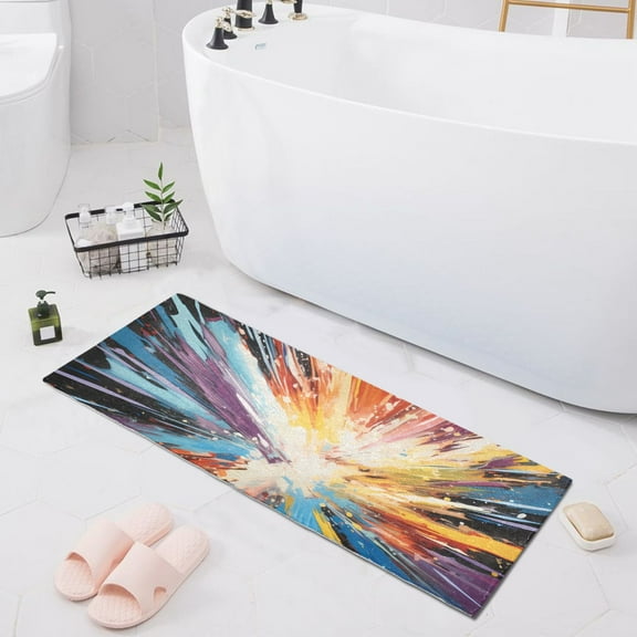 Bath Mat Soft Plush Non-Slip Absorbent Bathroom Rugs 39"x20" Colorful Tie Dye