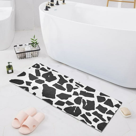 Bath Mat Soft Plush Non-Slip Absorbent Bathroom Rugs 39"x20" Cow Print