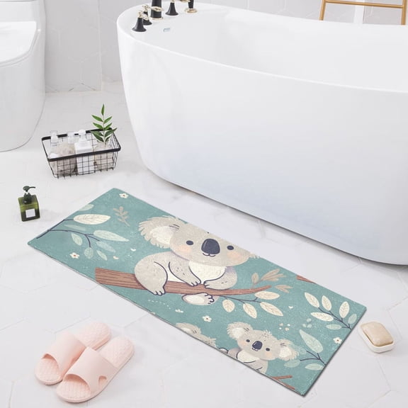 Bath Mat Soft Plush Non-Slip Absorbent Bathroom Rugs 39"x20" Cute Koala Bear on Branch