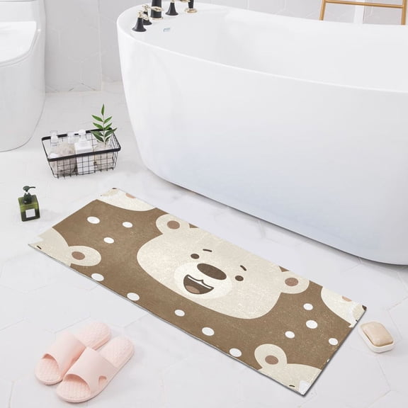 Bath Mat Soft Plush Non-Slip Absorbent Bathroom Rugs 39"x20" Cute Polar Bear Head