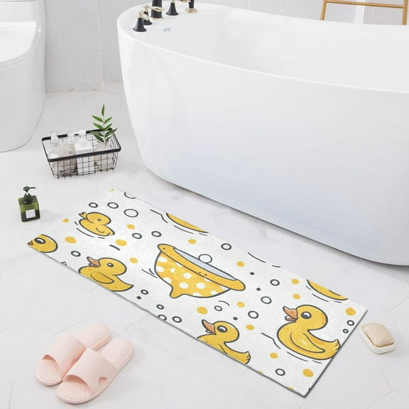 Bath Mat Soft Plush Non-Slip Absorbent Bathroom Rugs 39"x20" Duck and Bubbles