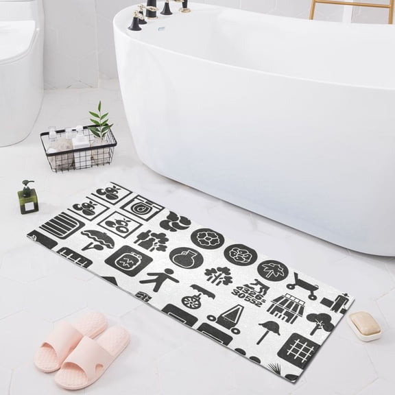Bath Mat Soft Plush Non-Slip Absorbent Bathroom Rugs 39"x20" Farm Icon