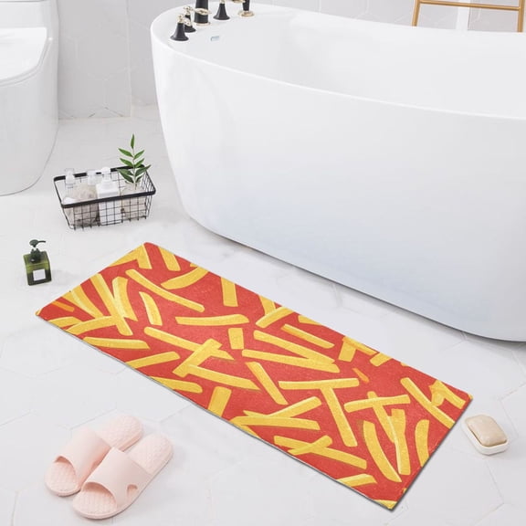 Bath Mat Soft Plush Non-Slip Absorbent Bathroom Rugs 39"x20" French Fries