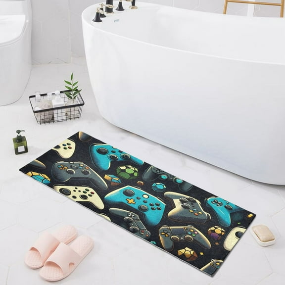 Bath Mat Soft Plush Non-Slip Absorbent Bathroom Rugs 39"x20" Gaming Controller
