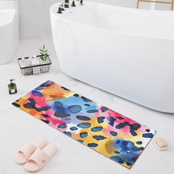 Bath Mat Soft Plush Non-Slip Absorbent Bathroom Rugs 39"x20" Gorgeous Leopard
