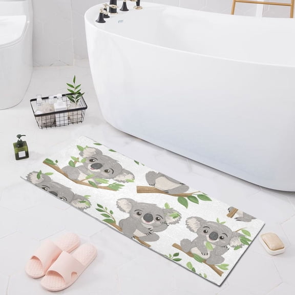 Bath Mat Soft Plush Non-Slip Absorbent Bathroom Rugs 39"x20" Happy Koalas on Branch