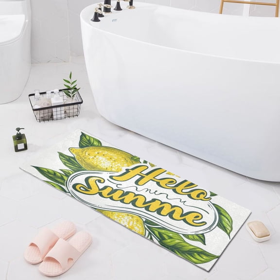 Bath Mat Soft Plush Non-Slip Absorbent Bathroom Rugs 39"x20" Hello Summer Lemons