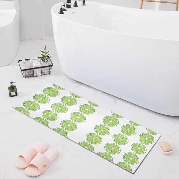 Bath Mat Soft Plush Non-Slip Absorbent Bathroom Rugs 39"x20" Lemon Slice
