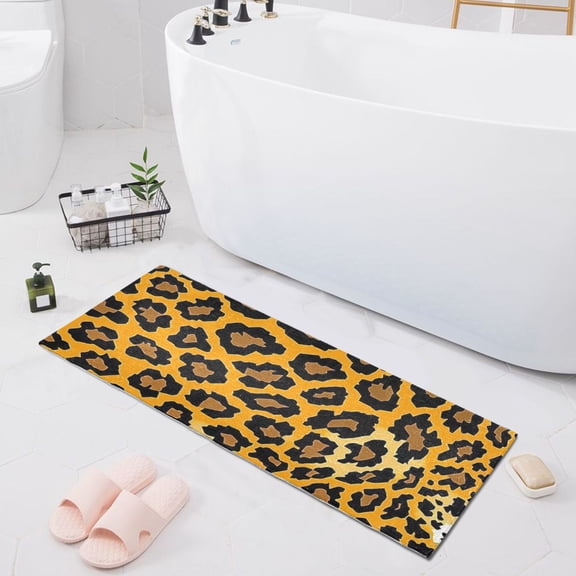 Bath Mat Soft Plush Non-Slip Absorbent Bathroom Rugs 39"x20" Leopard Print Clip Art
