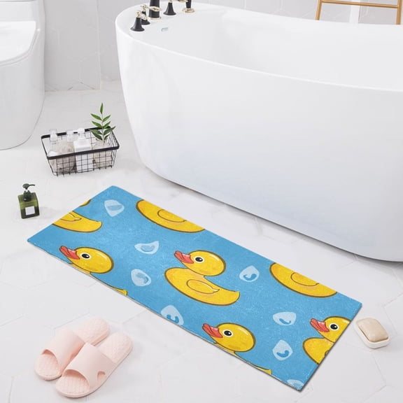 Bath Mat Soft Plush Non-Slip Absorbent Bathroom Rugs 39"x20" Little Duck on Water