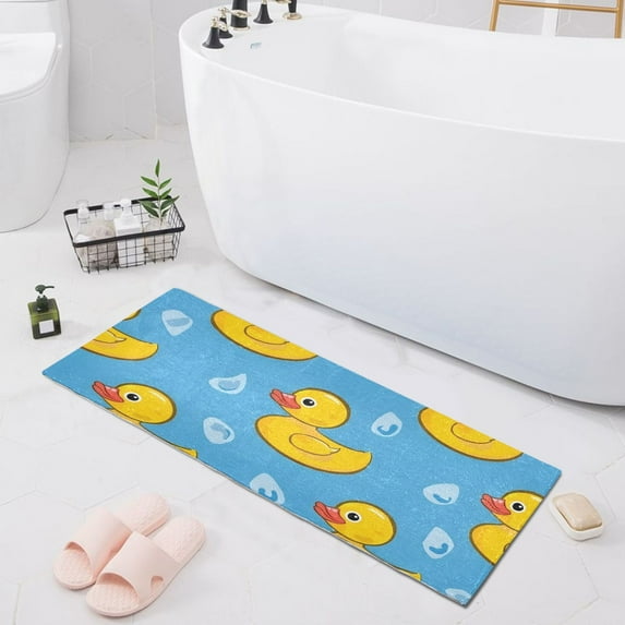 Bath Mat Soft Plush Non-Slip Absorbent Bathroom Rugs 39"x20" Little Duck on Water