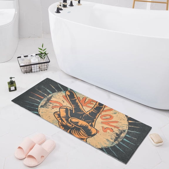 Bath Mat Soft Plush Non-Slip Absorbent Bathroom Rugs 39"x20" Love and Peace Sign