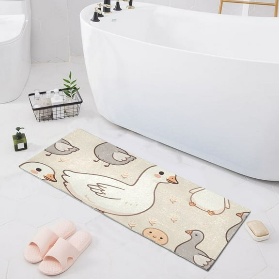 Bath Mat Soft Plush Non-Slip Absorbent Bathroom Rugs 39"x20" Lovely Geese