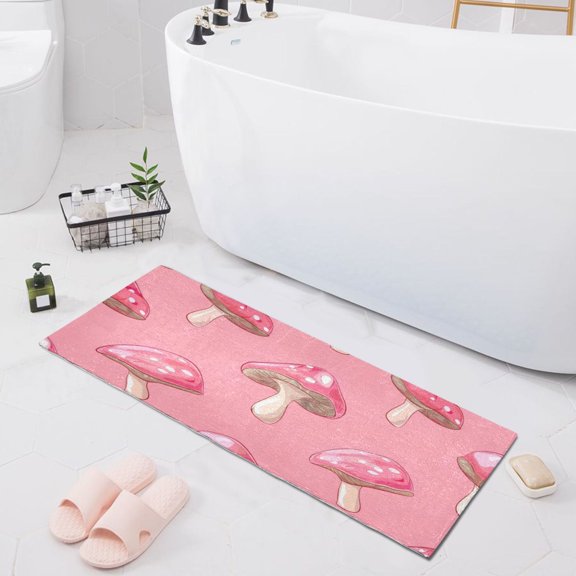 Bath Mat Soft Plush Non-Slip Absorbent Bathroom Rugs 39"x20" Mushroom
