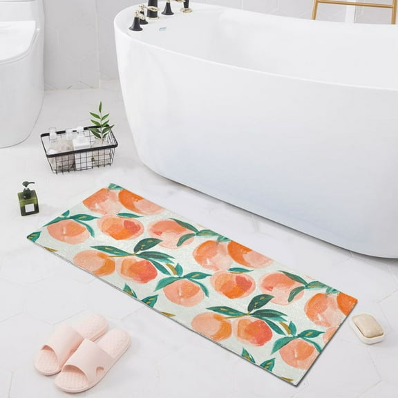 Bath Mat Soft Plush Non-Slip Absorbent Bathroom Rugs 39"x20" Peach Fruit
