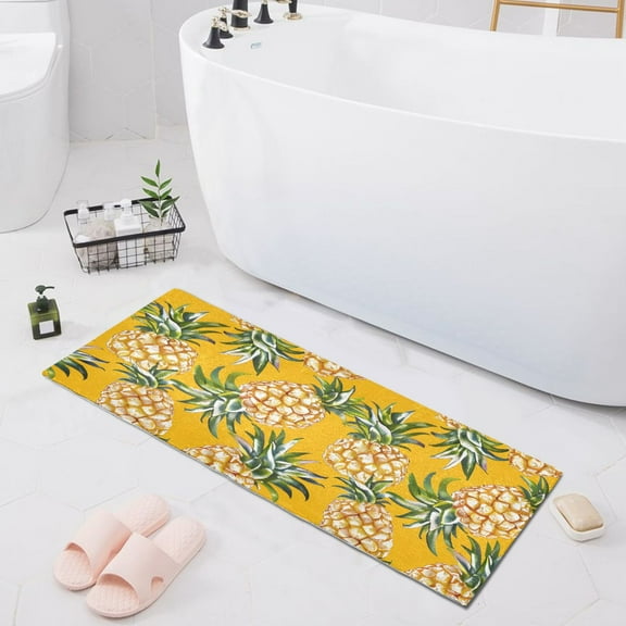 Bath Mat Soft Plush Non-Slip Absorbent Bathroom Rugs 39"x20" Pineapple Fruit