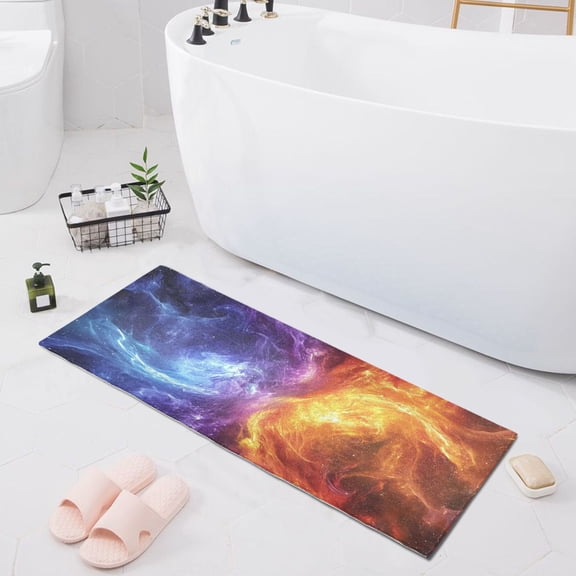 Bath Mat Soft Plush Non-Slip Absorbent Bathroom Rugs 39"x20" Red and Purple Nebula