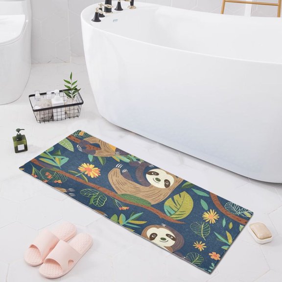 Bath Mat Soft Plush Non-Slip Absorbent Bathroom Rugs 39"x20" Sloth on Branch
