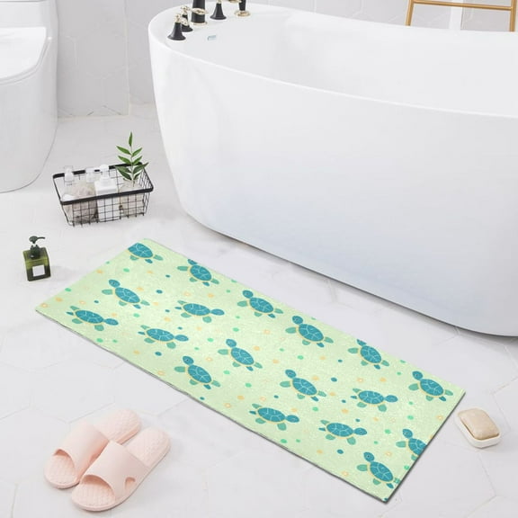 Bath Mat Soft Plush Non-Slip Absorbent Bathroom Rugs 39"x20" Small Turtle