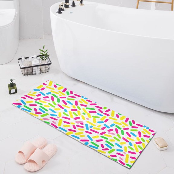 Bath Mat Soft Plush Non-Slip Absorbent Bathroom Rugs 39"x20" Sprinkles