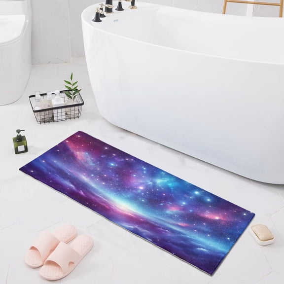 Bath Mat Soft Plush Non-Slip Absorbent Bathroom Rugs 39"x20" Starry Sky at Night