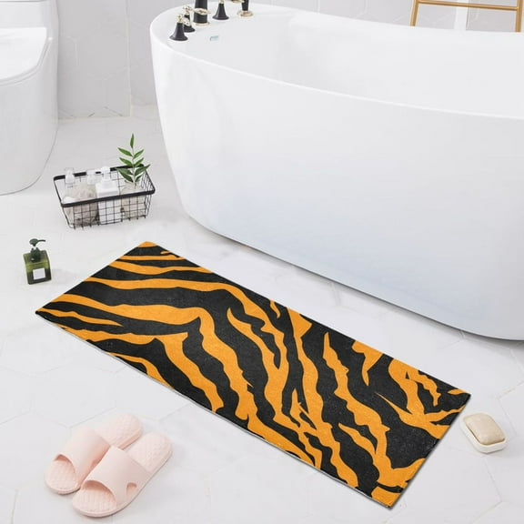Bath Mat Soft Plush Non-Slip Absorbent Bathroom Rugs 39"x20" Tiger Print