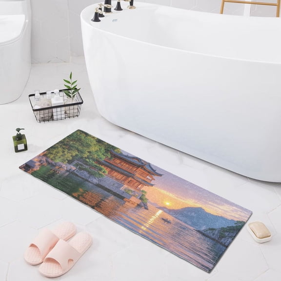 Bath Mat Soft Plush Non-Slip Absorbent Bathroom Rugs 39"x20" Tower on Riverside