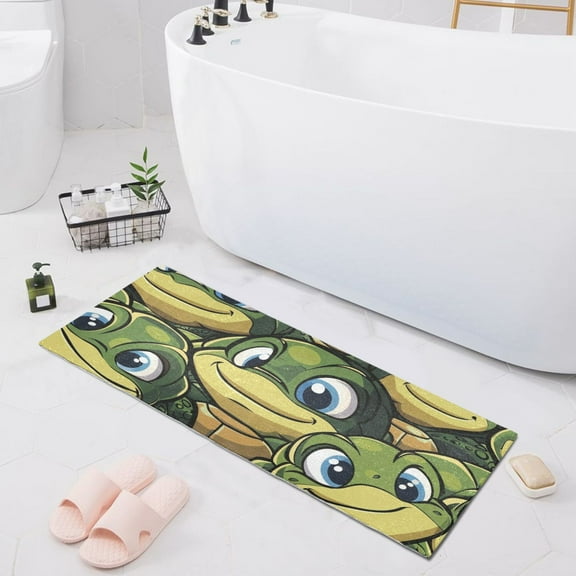 Bath Mat Soft Plush Non-Slip Absorbent Bathroom Rugs 39"x20" Turtle with Big Eye