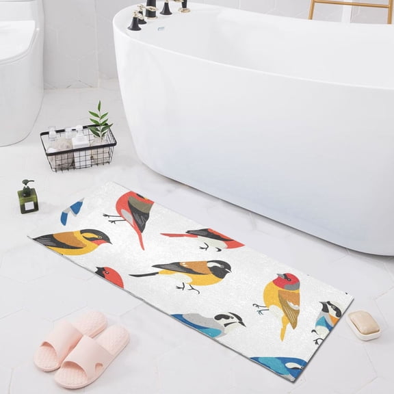 Bath Mat Soft Plush Non-Slip Absorbent Bathroom Rugs 39"x20" Various Color Birds