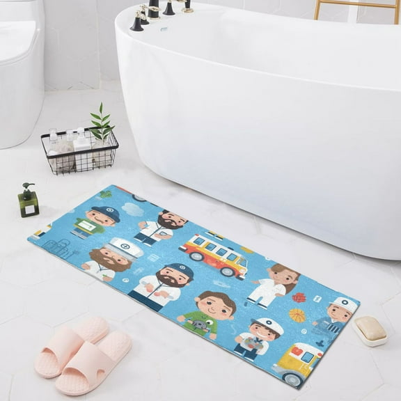 Bath Mat Soft Plush Non-Slip Absorbent Bathroom Rugs 39"x20" Various Professions Character