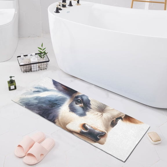 Bath Mat Soft Plush Non-Slip Absorbent Bathroom Rugs 39"x20" Vivid Cattle