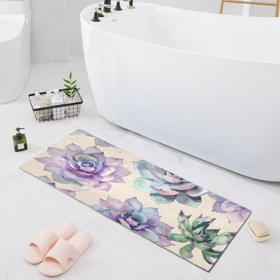 Bath Mat Soft Plush Non-Slip Absorbent Bathroom Rugs 39"x20" Vivid Floral Flowers