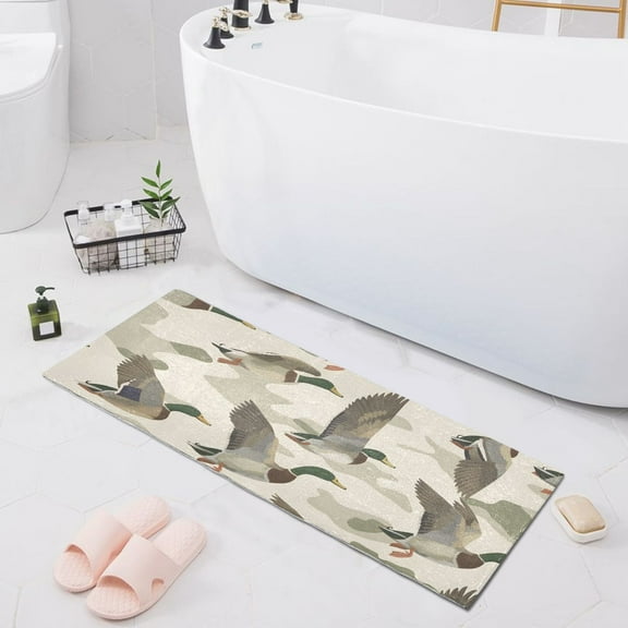 Bath Mat Soft Plush Non-Slip Absorbent Bathroom Rugs 39"x20" Wild Ducks Flying
