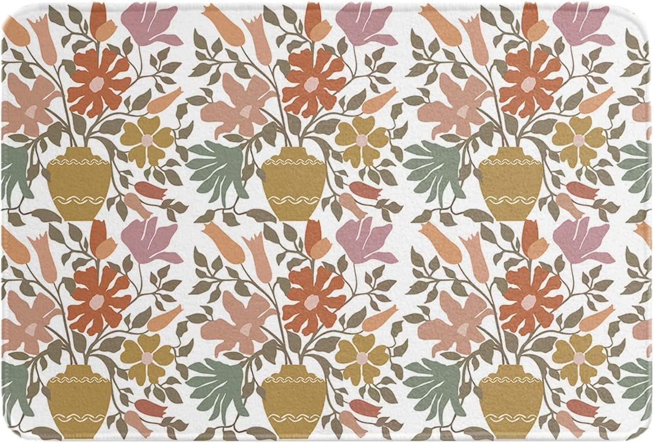Bath Mat Spring Floral Indoor Doormat Absorbent Floor Mats, Vintage
