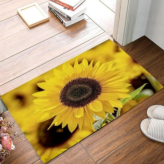 Bath Mat Sunflower Close-Up Indoor Outdoor Entrance Door Mat Non-Slip Bath Rug Bathmat Decor Small Area Rug Carpet Kitchen Door Mats Floor Mats Home Decor 30 x18 Inch