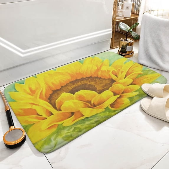 Bath Mat Sunflower Watercolor Painting Indoor Outdoor Entrance Door Mat Non-Slip Bath Rug Bathmat Decor Small Area Rug Carpet Kitchen Door Mats Floor Mats Home Decor 20 x32 Inch