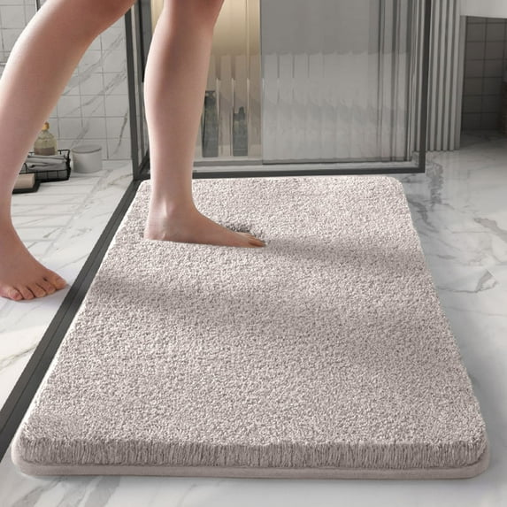 Bath Mat, Super Absorbent and Non-Slip Memory Foam Bathroom Rug, Quick Dry Shower Floor Mat with Thick Cushion, Machine Washable Plush Bath Mat for Tub Safety