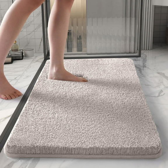 Bath Mat, Super Absorbent and Non-Slip Memory Foam Bathroom Rug, Quick Dry Shower Floor Mat with Thick Cushion, Machine Washable Plush Bath Mat for Tub Safety