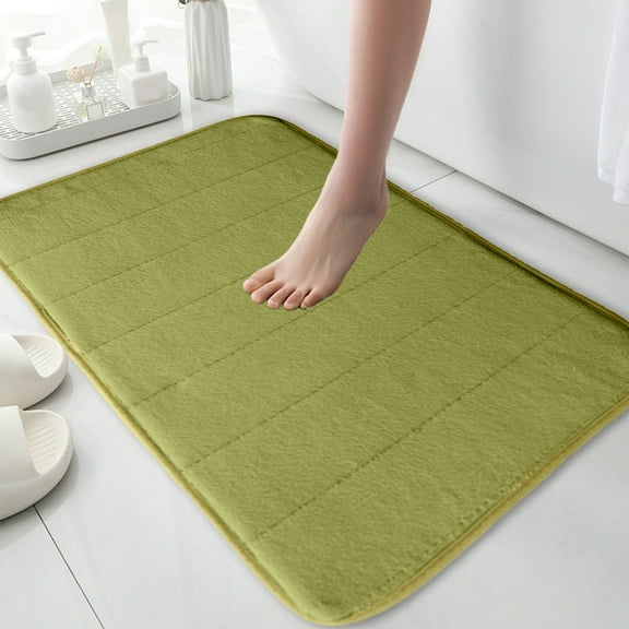 Bath Mat,Thickened Fleece Floor Mats,Memory Foam Bath Mat,Soft and Comfortable,Super Water Absorption,Non-Slip,Thick,Machine Wash,Easier to Dry(Green 1pc 32*20in)from ANMUYUM