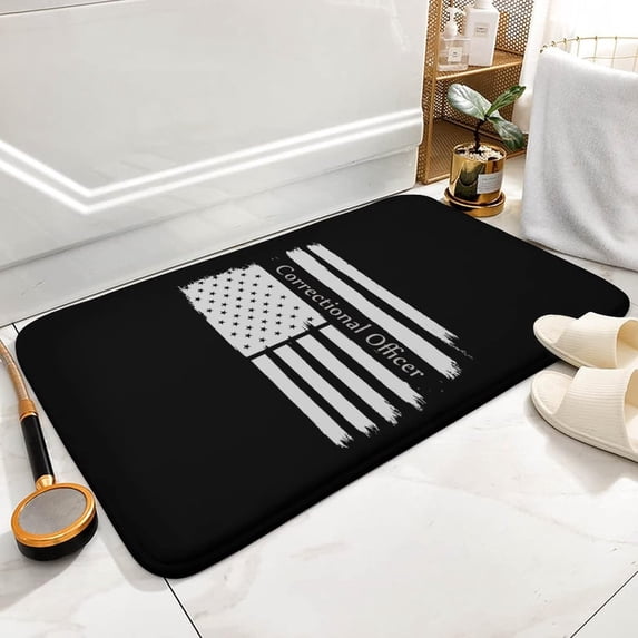 Bath Mat Thin Silver Line Correctional Officer Indoor Outdoor Doormat Durable Welcome Front Door Mats Entryway Rugs Non-Slip Floor Mat Entrance Rugs Bath Rug Kitchen Rugs 32 x 20 in