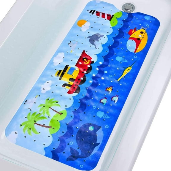 Bath Mat for Tub for Kids Non Slip Bathtub Mat for Baby Toddler Extra Long Bathroom Anti Slip Shower Mat with Suction Cups,Drain Holes,40X16 Inch,Ships