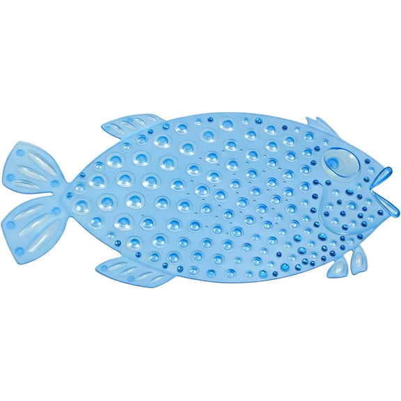 Bath Mat for Tub Non Slip  PVC Cute Bubble Fish Anti-Slip Safety ShowerTub, Massage Pad with Drain Holes Strong Suction Cups, Machine Washable, BPA-Free Bathroom Essentials