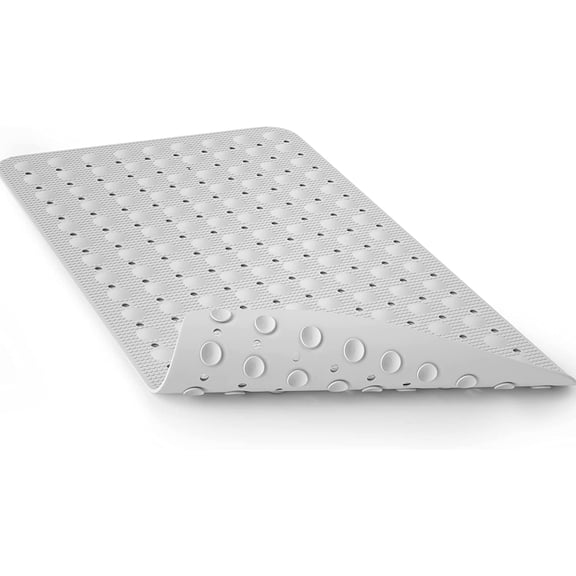 Bath Mat for Tub Non Slip, Shower Mat Bathtub Mat Non Slip, Natural Rubber no Plastic Odors Perfect for Baby and Elder, Tub Mat with Suction Cups, Machine Washable, 28 X 16 inches, White