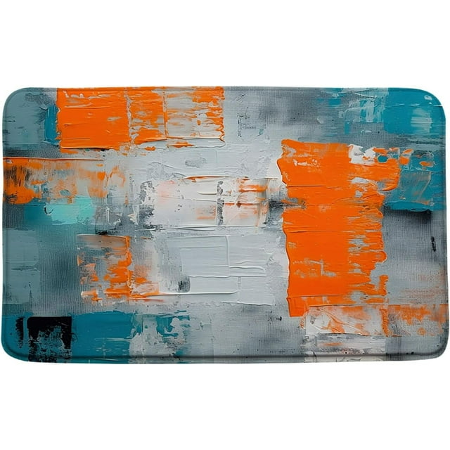 Bath Mat Turquoise Gray Orange Bath Mat Burnt Blue Teal Orange and