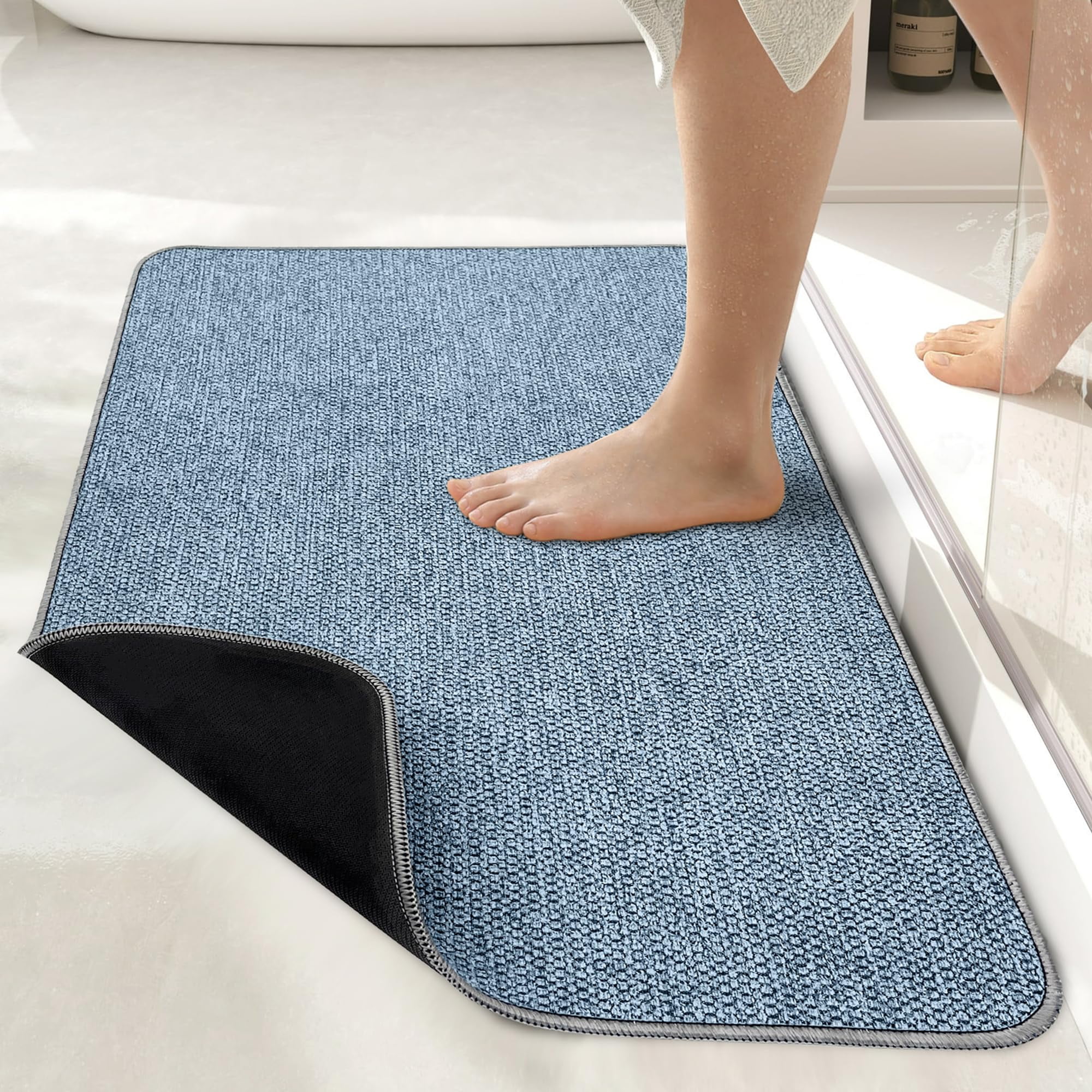 Bath Mat,Ultra Thin Bath Rugs,Rubber Bath Mats for Bathroom,Quick Dry ...