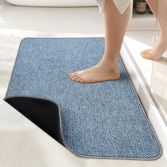 Bath Mat,Ultra Thin Bath Rugs,Rubber Bath Mats for Bathroom,Quick Dry,Non-Slip,Machine Washable,Fit Under Door,Super Absorbent Bathroom Rugs for Bathroom Floor,Shower,Sink.(Grey,17''x27'')