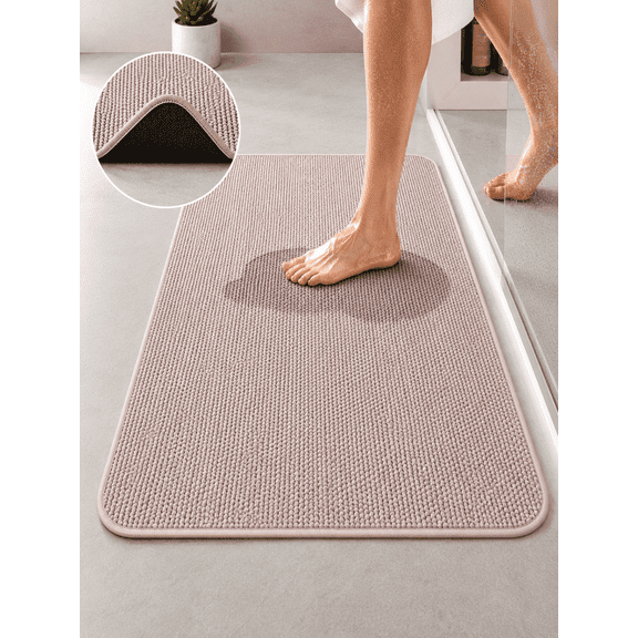 Bath Mat,Ultra Thin Bathroom Rugs,Rubber Bath Mats for Bathroom,No Slip Bath Rugs,Quick Dry,Machine Washable,Low Pile,Absorbent,Shower Outside,Sink,Home Decor Accessories.Beige,